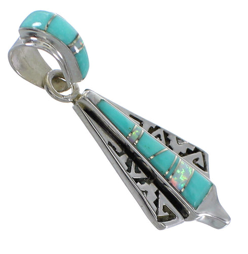 Turquoise Opal Silver Water Wave Pendant YX75995